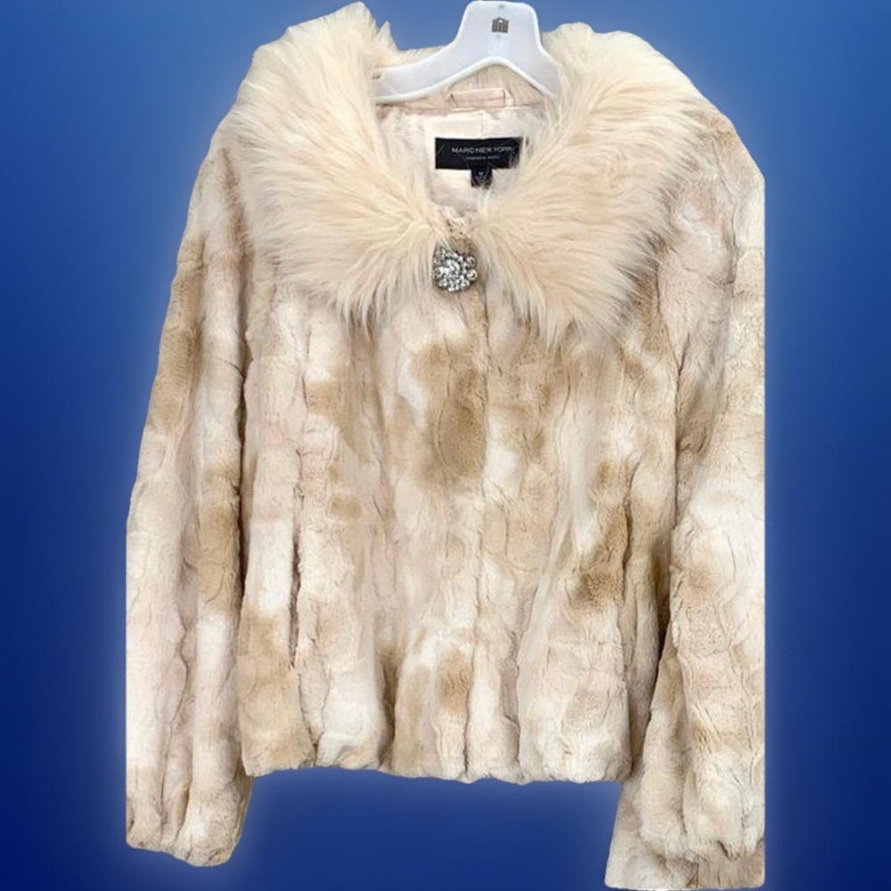 Andrew Marc New York Cream Faux Fur‎ Jacket NWT